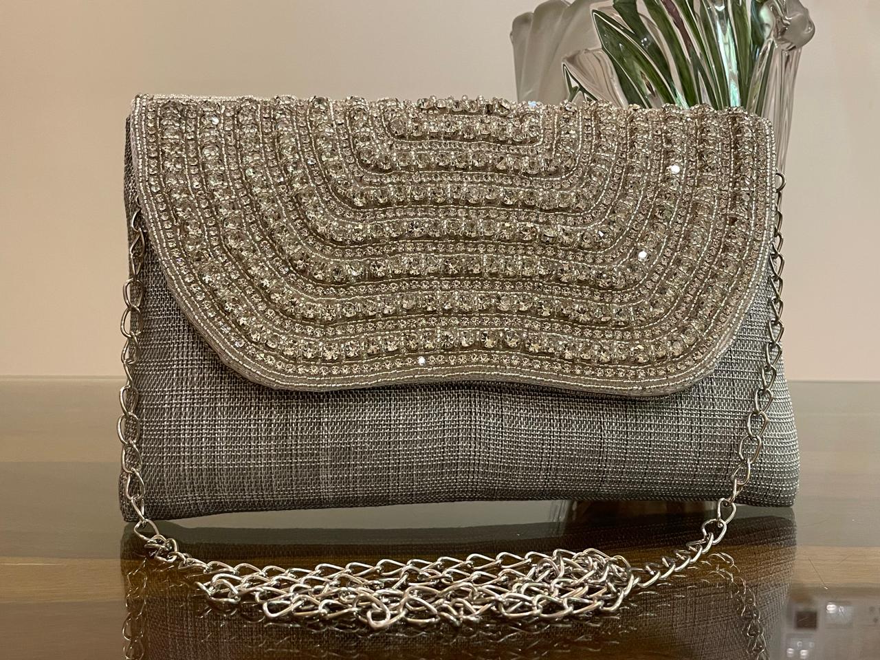 BEADED FLAP BAG